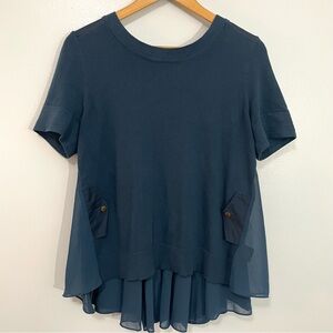 Anthropologie MOTH Backstory Dark Teal Blouse Top Small